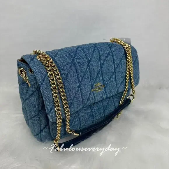 Coach Elodie Crossbody Bag In Regenerative Cotton With Quilting CDC05 Indigo NWT - Picture 2 of 8